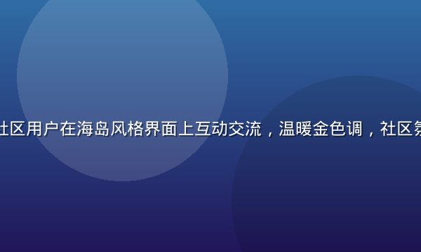 爱情岛论坛社区用户在海岛风格界面上互动交流，温暖金色调，社区氛围活跃热情